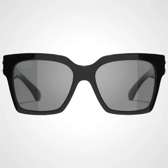New CHANEL Sunglasses Black Butterfly Gold Polarized Gray Lens
